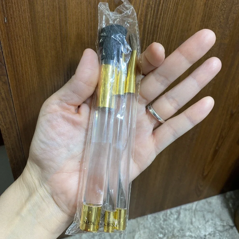 Lancome Clear &‎ Gold Makeup Brush Set 3 Pieces Brand New